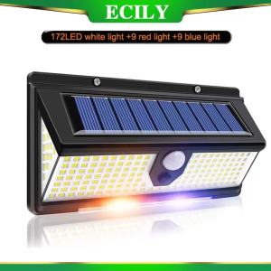 ECILY 4PCS 190LED Solar Led Light Outdoor Garden Decoration Wall Lamp With 4 Mode IP65 Waterproof Solar Motion Sensor Light For Yard Door  2PCS 1PCS