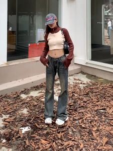 Celana Jeans Highwaist Wanita Denim Korean Style Streetch premium quality M677