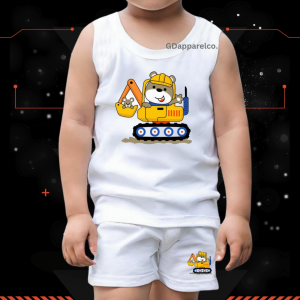 GDapparelco. Kids Construction Animal Prints Sando Terno Set for Boys Summer Wear Cotton Spandex Blend High-Quality