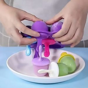 Ready Stock Silicone Popsicle Molds 7-Cavity Diy Ice Pop Mold With Colorful Sticks For Egg Biting Ice Cream Molds Baby Food Storage Containers Non Stick Cake Molds 冰棒雪糕模具