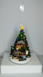 SCHKEY l FC0014 Christmas Tree Shop Rotating Scene Holiday Decoration with LED Lights for Festive Decoration