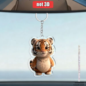 other | Cute 2D Tiger Face Acrylic Keychain with Plush Ears Lightweight Backpack & Car Key Pendant Lovely Christmas Gift for Women