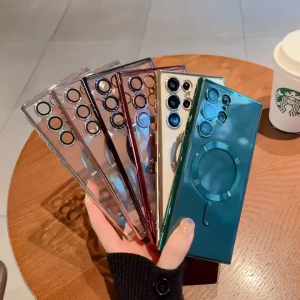 🌟เปลือกดูดแม่เหล็ก🌟ฝาครอบเคสชุบหรูหรา TPU เคส samsung Galaxy s24 s23 s22 s21 s20 note10 note20 plus fe ultra S24FE S23FE S22FE S21FE S20 +