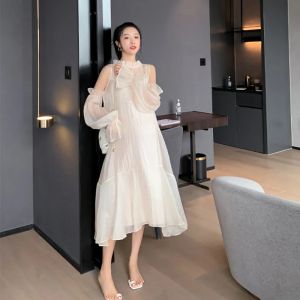 VÁY VOAN Cho Bà Bầu Quần Áo Chống Nắng Trễ Vai Hai Mảnh Thời Trang Váy Dài Quần Áo Bà Bầu