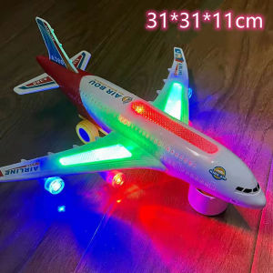 Electronic Airplane Toy with Automatic Rotation Go Flashing Lights & Music Sounds - Aircraft Gift for Boys & Girls Age 3-12