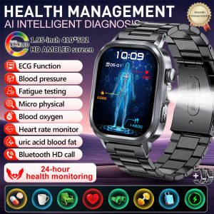 New Accurate Blood Pressure Smart Watch Uric Acid ECG+PPG Blood Oxygen Body Analysis Body Fat LED Flashlight smart watches 2025