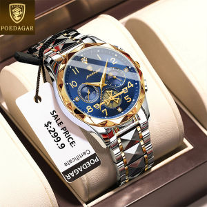 Top POEDAGAR multifunctional chronograph watch for men sale original waterproof luxury tungsten steel tourbillon sapphire crystal calendar luminous watch multi-color