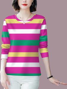 Slimming Long Sleeve round Neck Base Shirt Mommy Style T-Shirt Womens Fashionable Belly Covering Top Korean Loose Fit Printed