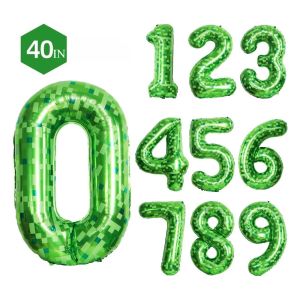 40 Inch Giant Green Pixel Theme Number Foil Balloons Large Number Balloons Party Balloons Birthday Party Decoration