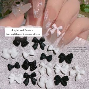 50PC Classic Black and White Nail Art Bow / Simple Resin Streamer Nail Jewelry