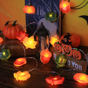 LED Pumpkin Maple Leaf Acorn String Lights，Fall Harvest Decor for Halloween Thanksgiving Christmas Party Garden Fireplace