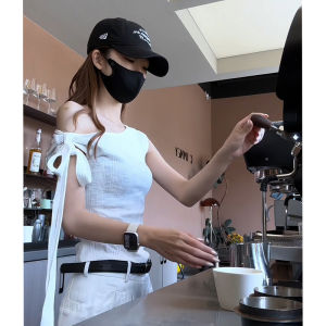 HUAYILING | Slanted Shoulder and Tie Design T-Shirt