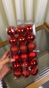 Christmas Ball Christmas Decorations Christmas Tree Hanging Balls Halloween Party Decorations Birthday Holiday Celebration Decoration Balls (4 cm / 1.5 Inches 36 Pieces) Red Christmas Balls