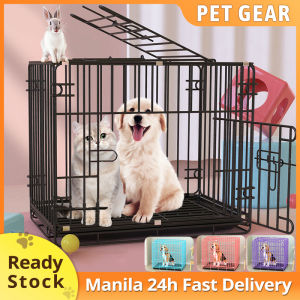PETGEAR Pet Cages Dog Cat Foldable Pet Dog Cat Rabbit Screwless Metal Stainless Steel Net Frame Game Fence With Poop Tray Small Dog Medium-Sized Dog