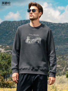 Enjeolon | Heavyweight Air Layer Mens Hoodie Retro Print