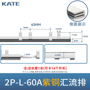 63A Electrical Busbar Copper Alloy Spacing 63mm Double Pole Disconnect Switch Pink Copper Material from Mainland China