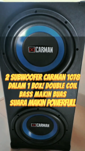 Paket Combo Speaker SUBWOOFER 10 Inch CARMAN CM1078 Plus Box 10 Double Vinyl+Tutup+Terminal 2pc+Siku