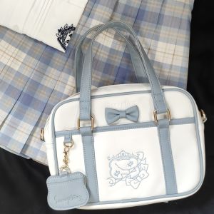 กระเป๋าสะพายไหล่ Seraphim ขนาดเล็ก กระเป๋าสะพายข้างแบบ 2 Way กระเป๋าถือแบบสะพายข้าง กระเป๋าผ้า PU ลายหมีในอวกาศ