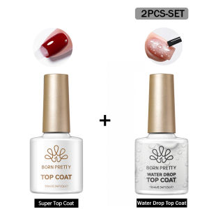 BORN PRETTY | BORN PRETTY 2pcs Water Drop Top Coat Super Top Gel Nail Polish Set 10ml Clear Water Droplet Effect Semi Permanent SoakUV LED Gel