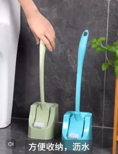ZH405 Long Handle Toilet Brush with Drain Seat Wall-mounte Stand-up Double-sided Bristles Toilet Brush