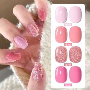 Bộ 4 Sơn Gel Móng Tay Màu Hồng Nude Nhũ 10ml Bền Lâu Sử Dụng Đèn UV/LED Tẩy Được Kèm Lớp Nền Và Lớp Phủ Bóng Dụng Cụ Làm Móng