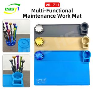 WYLIE WL-711 5mm Heat Resistant Anti Static Silicone Repair Work Mat 450x280mm for Mobile Phone Screen Motherboard Repair tools