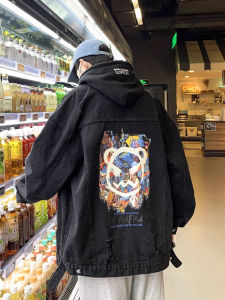 Mens Denim Jacket Fleece Lined Thickened Casual High Street Autumn Winter New Style Retro Workwear Jacket American Trendy Brand