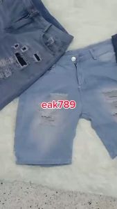 กางเกงยีนส์ขาสั้น สไตล์เกาหลี ผ้าไม่ยืด แต่งขาด กางเกงยีนส์ขาสั้นผู้ชาย เเนวสตรีท