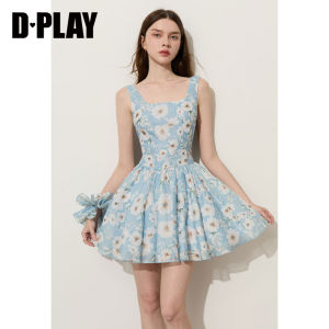 D-PLAY | Đầm Camisole Hoa Xanh Phong Cách Nghỉ Dưỡng