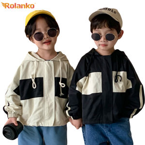 Rolanko Spring Autumn Coat Boys Girls Windproof Hooded Jacket Kids Sports Zippered Waterproof Dust Coat Cute Children Clothing 2-9 Years