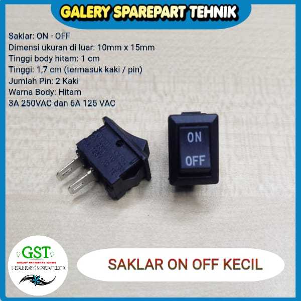 Saklar on off 2 pin kecil hitam/Switch on off 2 kaki kecil kualitas ...