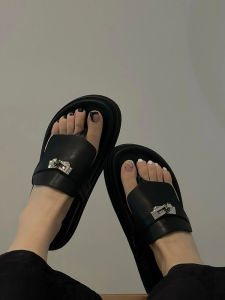 Trendy Womens Sandals Summer Outdoor Wear Gold Buckle Thick Bottom Anti-Slip Beach Half Slippers Roman Style Korean Version