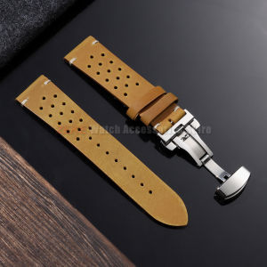 18mm 19mm 20mm 21mm 22mm 24mm Breathable Porous Watchbands Vintage Racing Leather Watch Strap for Seiko for Rolex Wristband Belt