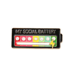 Personalized Mood Switching Brooch 7 Days Mood Expression Function Social Battery Button Brooch