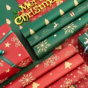 52*75cm Christmas Gift Wrapping Kraft Paper New Year Birthday Gift Packaging Decor DIY Artware Flower Packing Papers Decoration