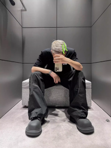 Cleanfit Paris Mickey Derby Shoes Mens High-End Black Leather Thick Bottom Casual Shoes Fashionable round Toe Lace-Up Boots