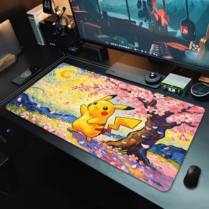 Bandai | Hot Mouse Pad Pikachu Starry Night oil painting Large Extended Non Slip Gamer Desk Mat Pokemon Anti-slip Office Gaming Mouse Pad