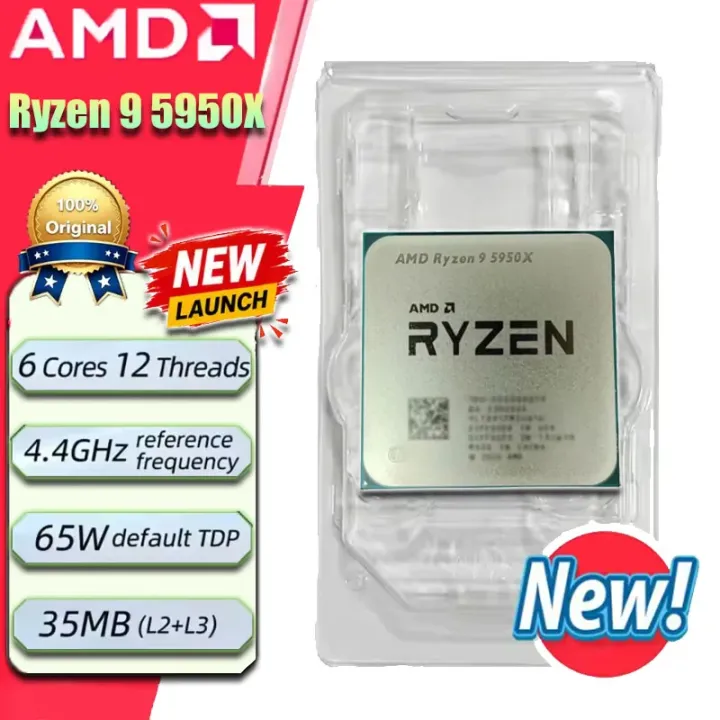 AMD | AMD Ryzen 9 5950X Zen3 16C32T 3.4GHz 64MB Cache 105W AM4 DDR4 Desktop CPU New Without Cooler