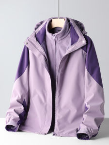 Outdoor Womens Fleece Lined Three-in-One Thickened Casual Jacket Windproof Waterproof Hiking Clothes Autumn Winter Coat
