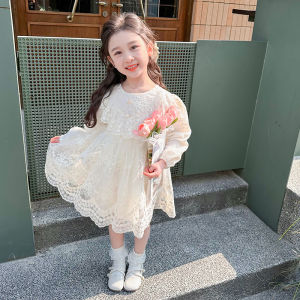 Spring Autumn Girls Lace Dress Childrens Mesh Princess Skirt Baby Spring Dress Floral Pattern Sweet Style Outdoor Scene