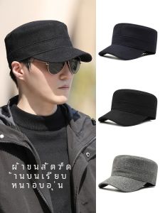 หมวกไหมพรมทรงสูงสำหรับผู้ชาย ฤดูใบไม้ร่วงและฤดูหนาว หัวใหญ่ หมวกทรงปากเป็ด หมวกฤดูหนาวสำหรับคนโต อบอุ่น
