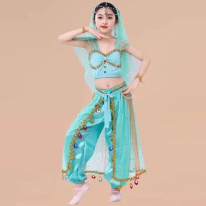 Halloween Stage Performance Dance Tops Sequined Belly Dance Dance Tops Set Indian Arab Noble Jasmine Role-playing Tops Dance Sports Sets