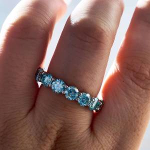 7 Carat Blue Color Full Moissanite Ring For Charm Lady  Solitaire Moissanite Ring 925 Sterling Silver Engagement Wedding Jewelry