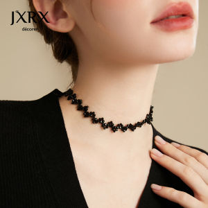 Black Crystal Necklace Womens Fashion Sensation Design Unique Collarbone Chain JXRX Alloy Plated Silver Gold Cross Chain  out