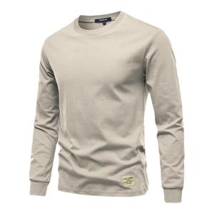 WEIQIYUE | Breathable 100% Cotton Long Sleeve Round Neck T-shirt