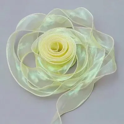 50 Yards Iridescent Fishtail Yarn Ribbons Flowers Bouquet Packaging Organza Wired Ribbon Christmas Wedding Decor Gift Wrapping