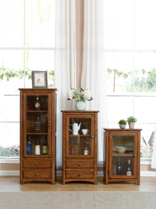 American Style TV Cabinet Side Stand Small Corner Shelf Living Room Wall Storage Rack Drawer High Low Wine Cabinet Wood Material