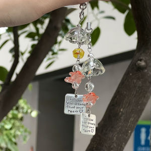 Cute Goldfish Dream Mobile Phone Bag Decorative Bell Keychain Gift for Best Friend Organic Glass Pet Series Trending ness