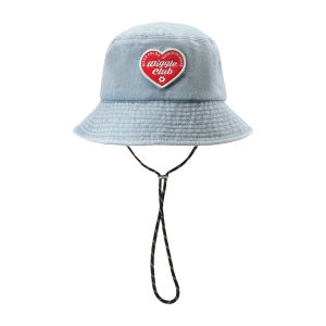 Wiggle Wiggle | Vintage Denim Sun Protection Fisherman Hat with Heart Felt and Applique