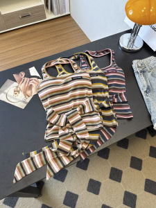 GUZILIAN | เสื้อกั๊กแขนกุดคอวีผูกโบว์สีบล็อก Pure Desire สำหรับผู้หญิงในช่วงฤดูร้อน เสื้อคลุมกันหนาวแบบลำลองสไตล์เกาหลี ผ้าฝ้ายผสมโพลีเอสเตอร์